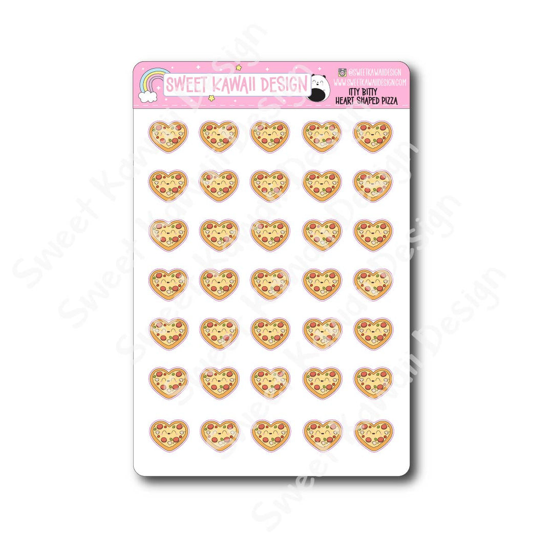 Kawaii Heart Shaped Pizza Stickers