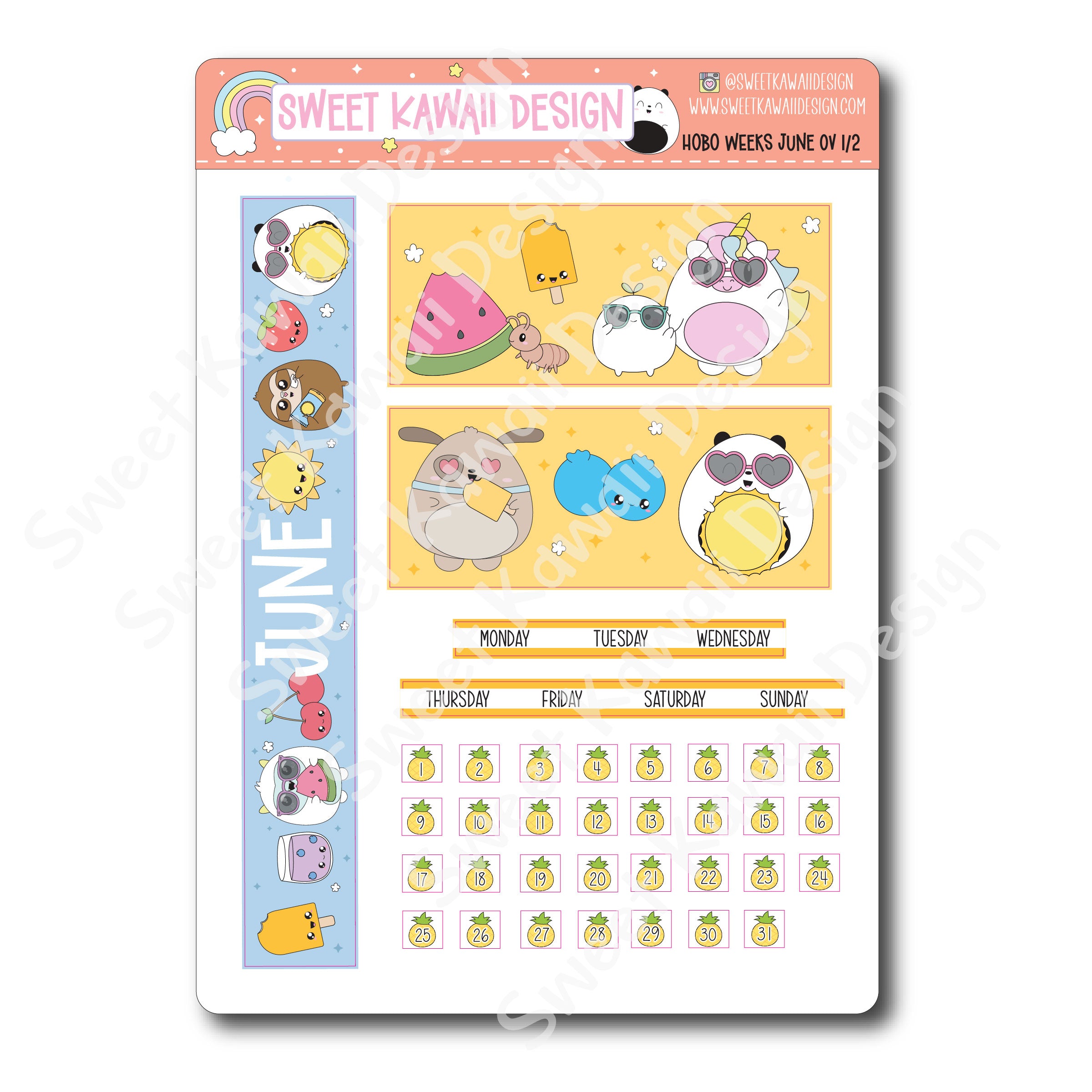 June 2024 Monthly Overview Stickers - HOBONICHI WEEKS