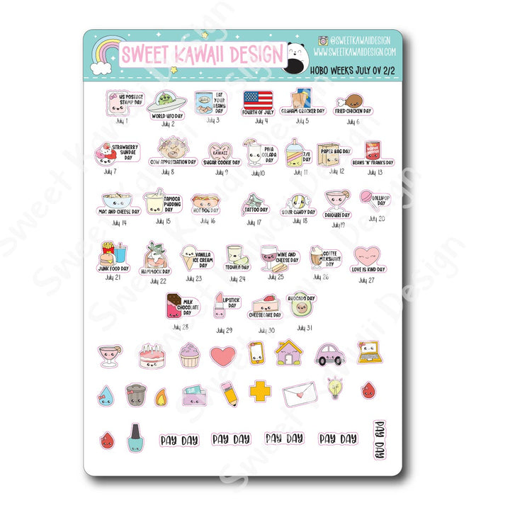 July 2025 Monthly Overview Stickers - HOBONICHI WEEKS