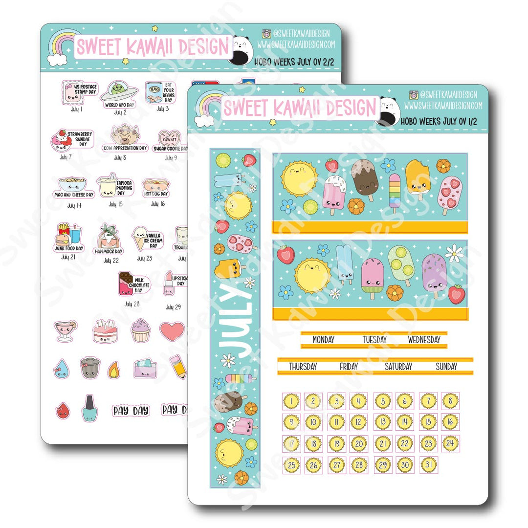 July 2025 Monthly Overview Stickers - HOBONICHI WEEKS
