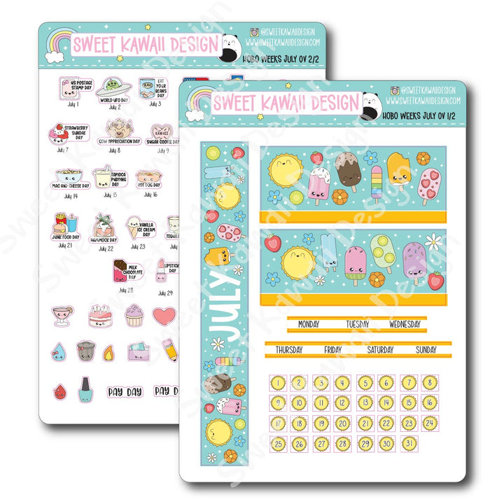 July 2025 Monthly Overview Stickers - HOBONICHI WEEKS