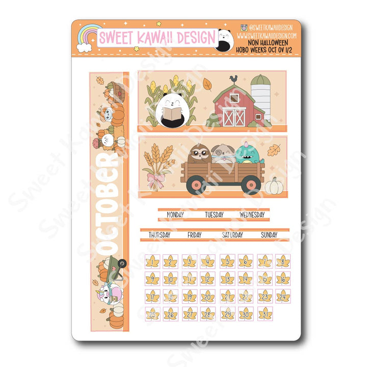 October 2026 (NON HALLOWEEN) Monthly Overview Stickers - HOBONICHI WEEKS