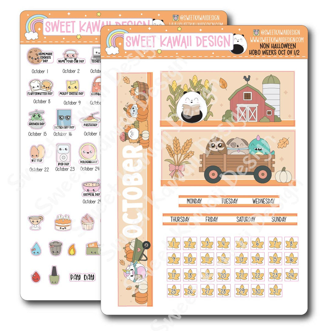 October 2026 (NON HALLOWEEN) Monthly Overview Stickers - HOBONICHI WEEKS