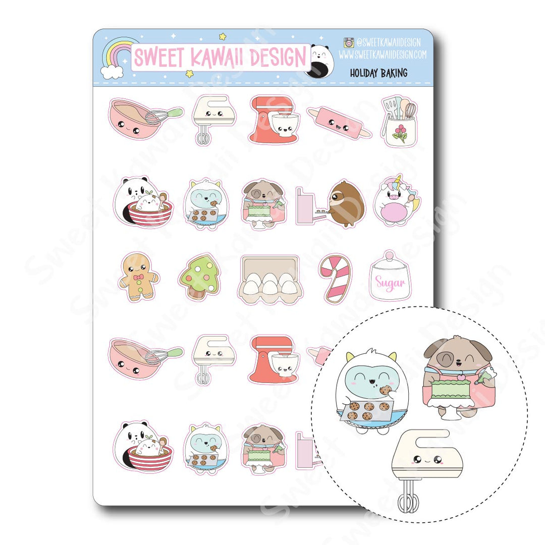 Kawaii Holiday Baking Stickers