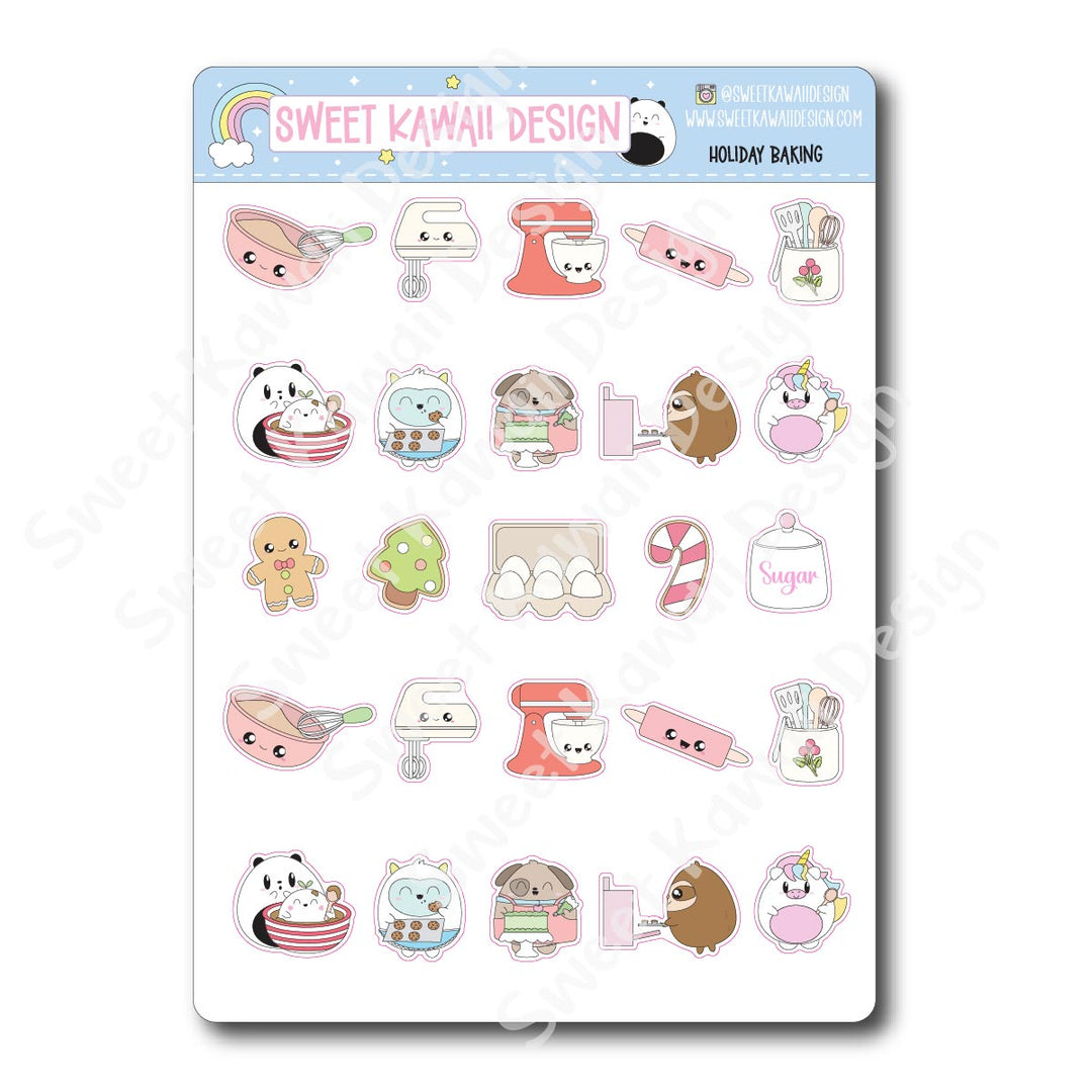 Kawaii Holiday Baking Stickers