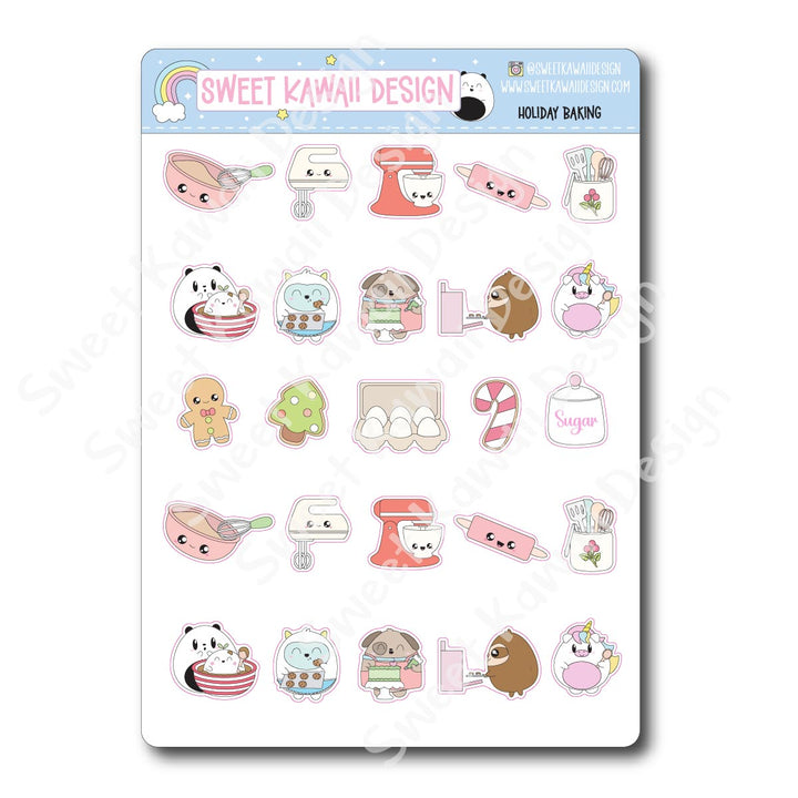 Kawaii Holiday Baking Stickers