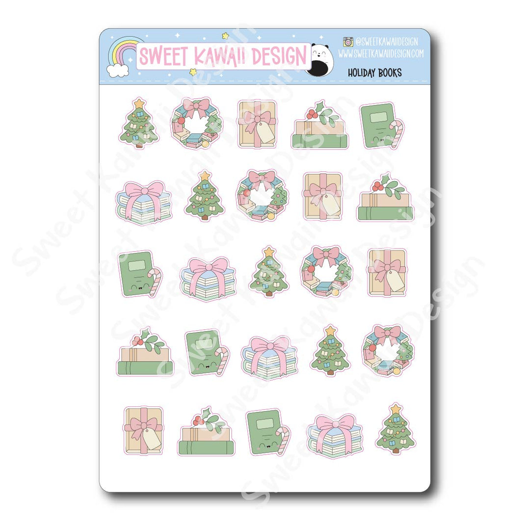 Kawaii Holiday Books Stickers