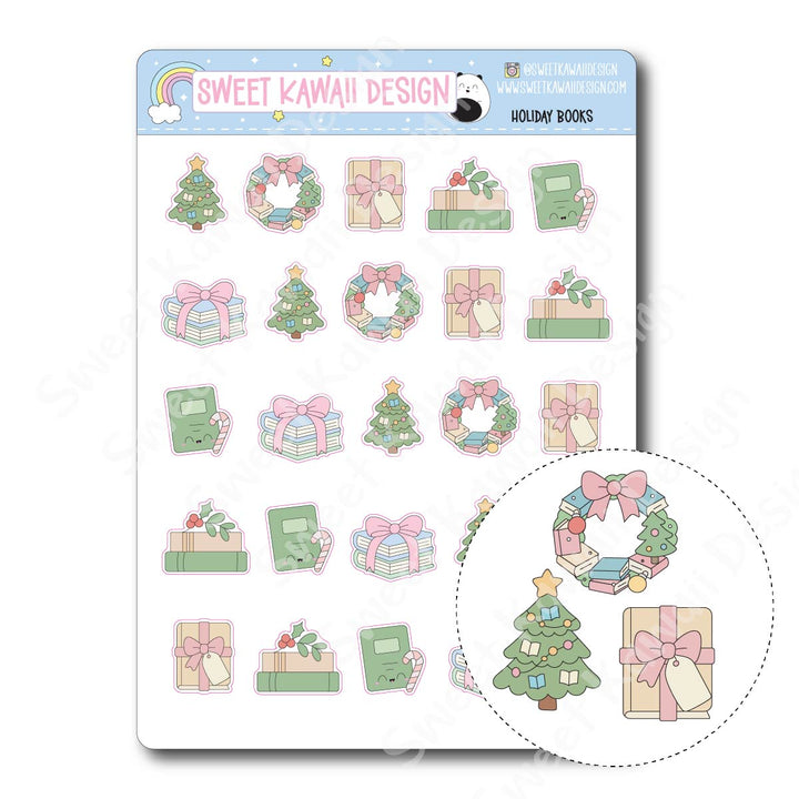 Kawaii Holiday Books Stickers