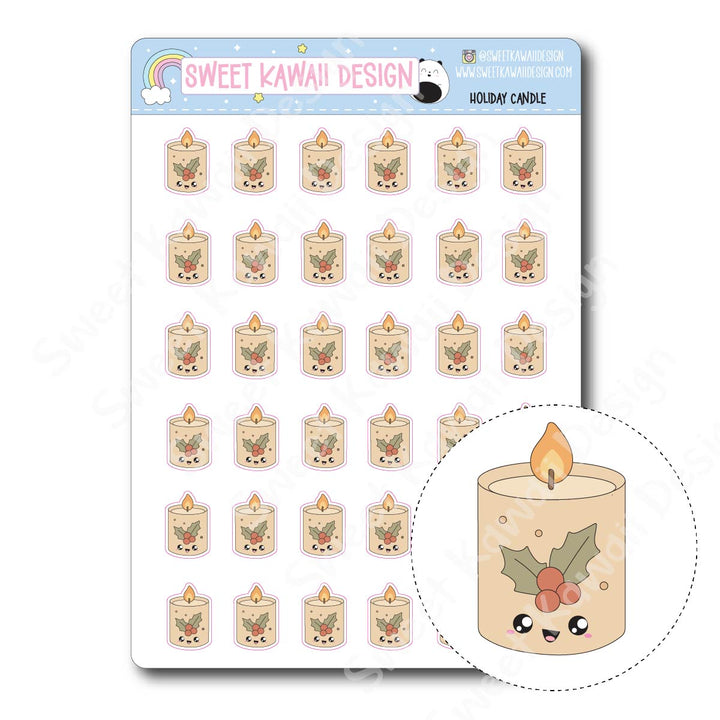Kawaii Holiday Candle Stickers