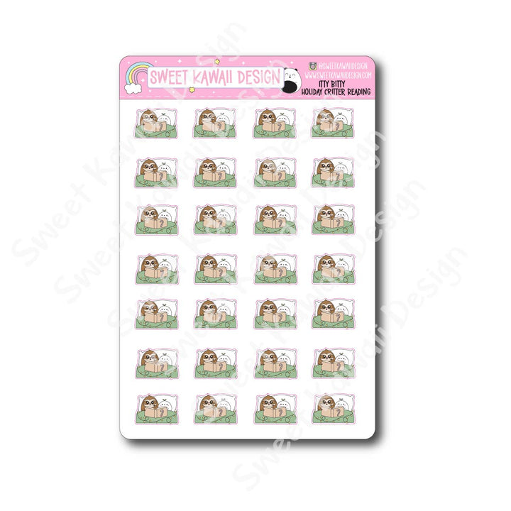 Kawaii Holiday Critter Reading Stickers