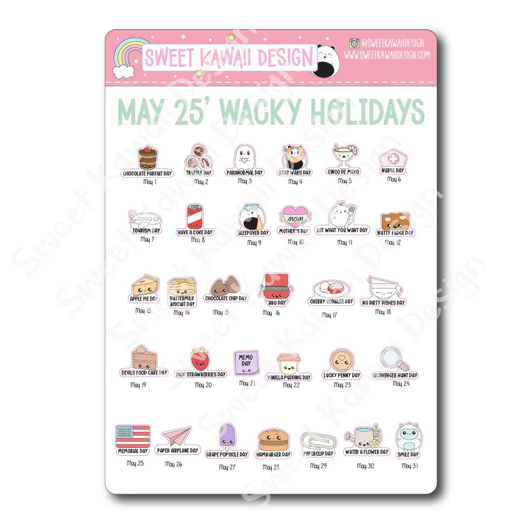 Itty Bitty Kawaii Celebrate the Day Stickers - May 2026