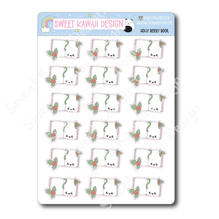 Kawaii Holly Berry Book Stickers