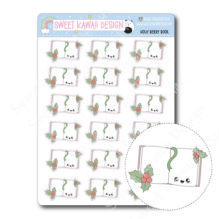 Kawaii Holly Berry Book Stickers