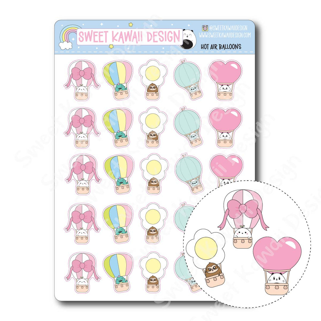 Kawaii Hot Air Balloon Stickers