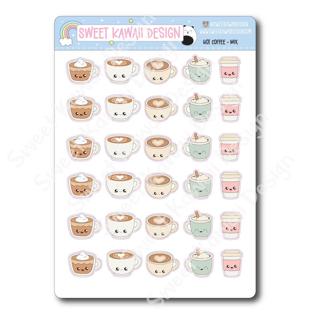 Kawaii Hot Coffee Mix Stickers