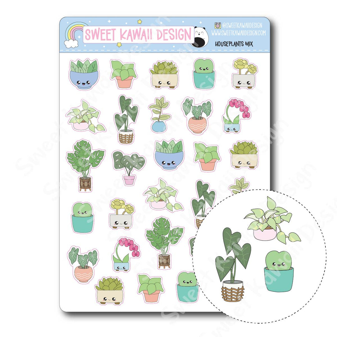 Kawaii Houseplants Mix Stickers