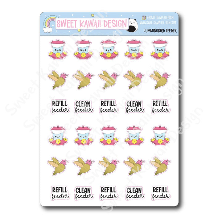 Kawaii Hummingbird Feeder Stickers