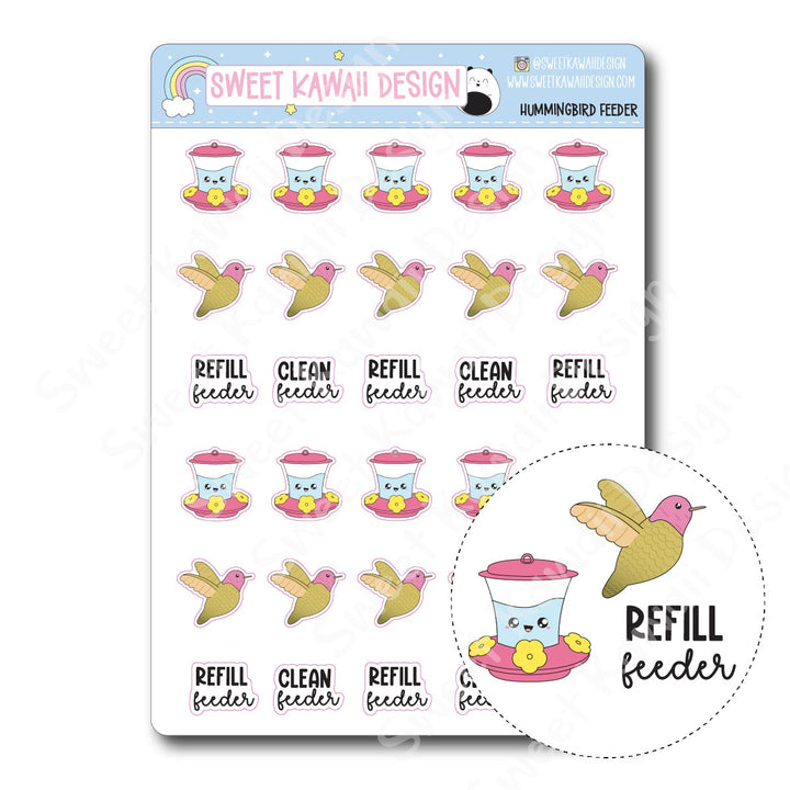 Kawaii Hummingbird Feeder Stickers
