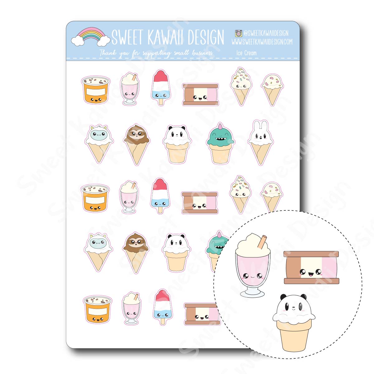 Kawaii Ice Cream Stickers
