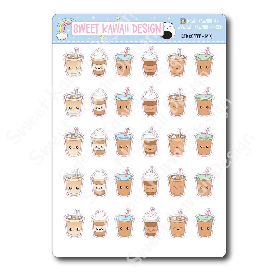 Kawaii Iced Coffee Mix Stickers