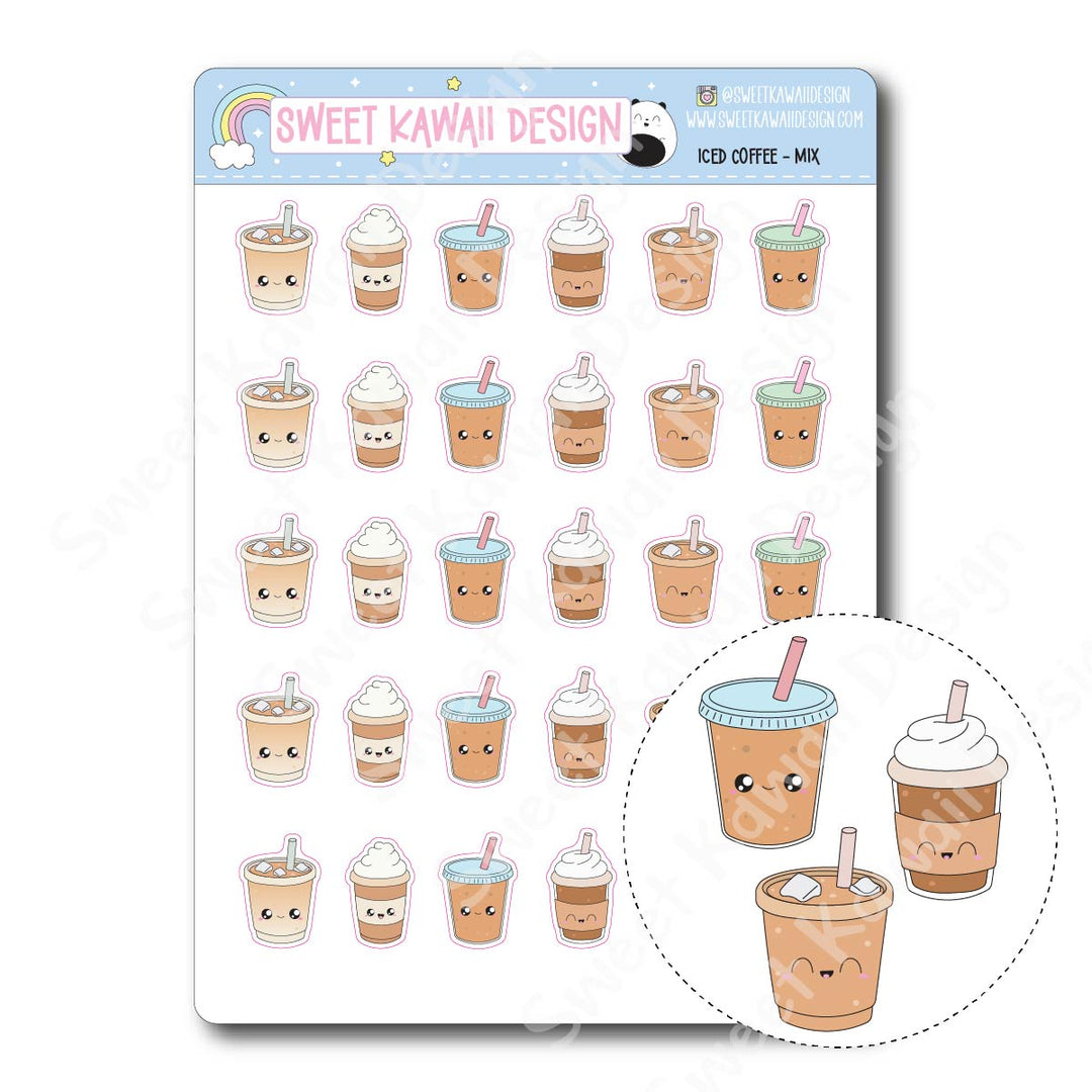 Kawaii Iced Coffee Mix Stickers