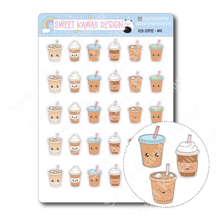 Kawaii Iced Coffee Mix Stickers
