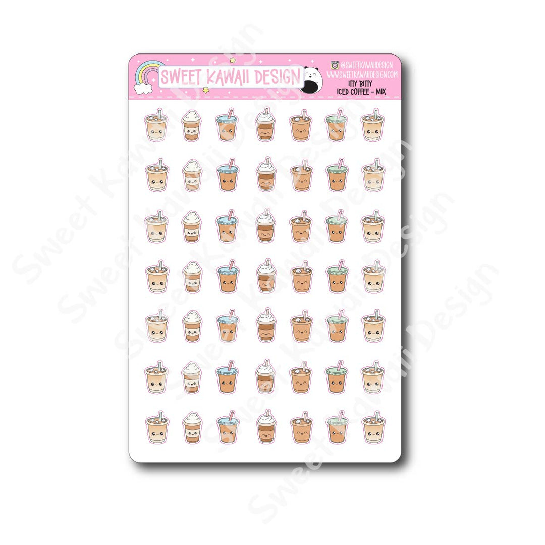 Kawaii Iced Coffee Mix Stickers
