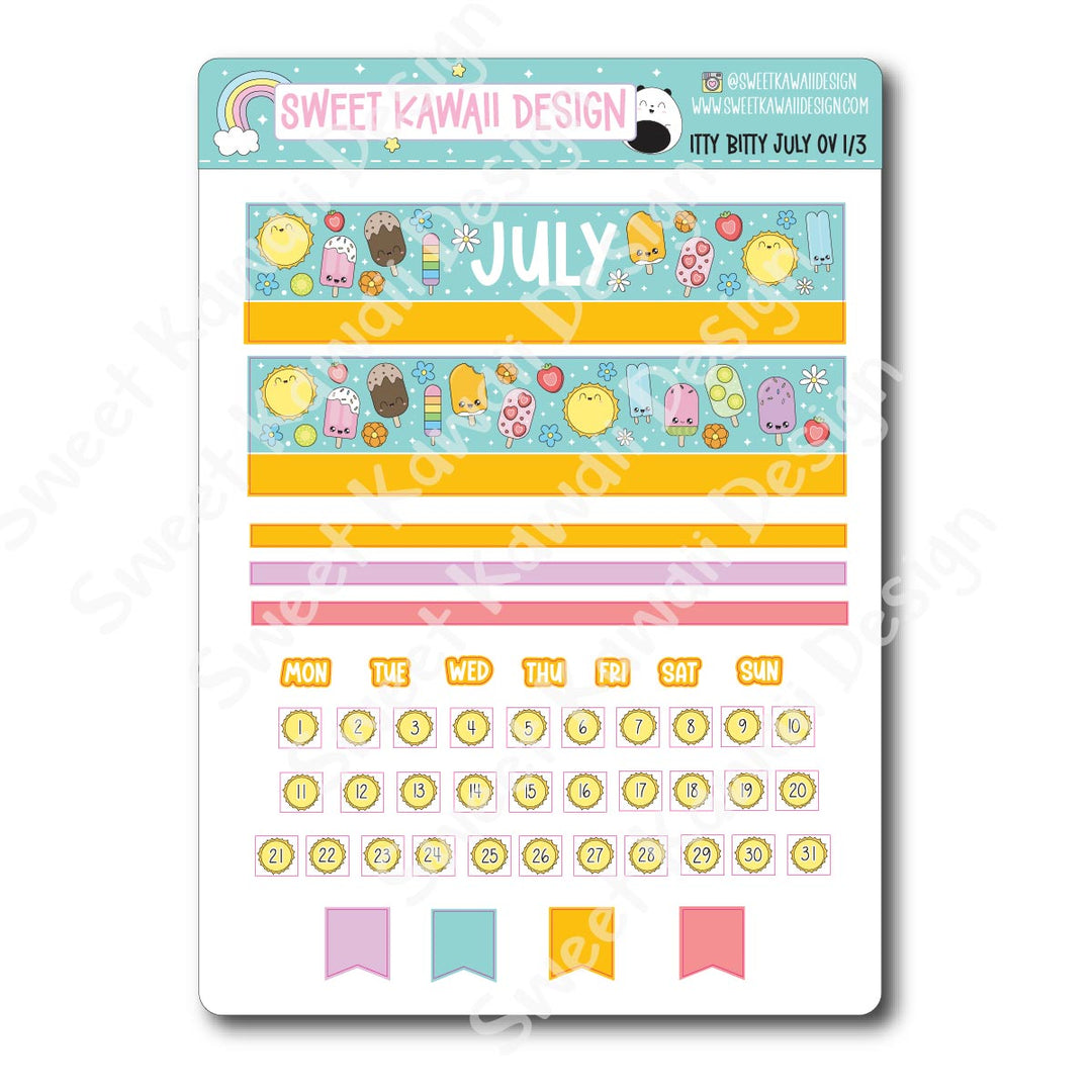 Itty Bitty July 2025 Monthly Overview Stickers