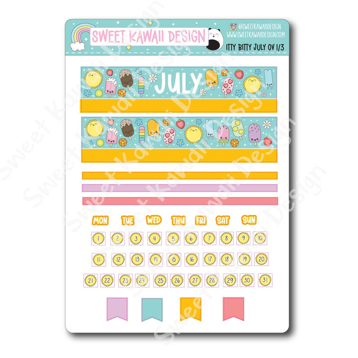 Itty Bitty July 2025 Monthly Overview Stickers