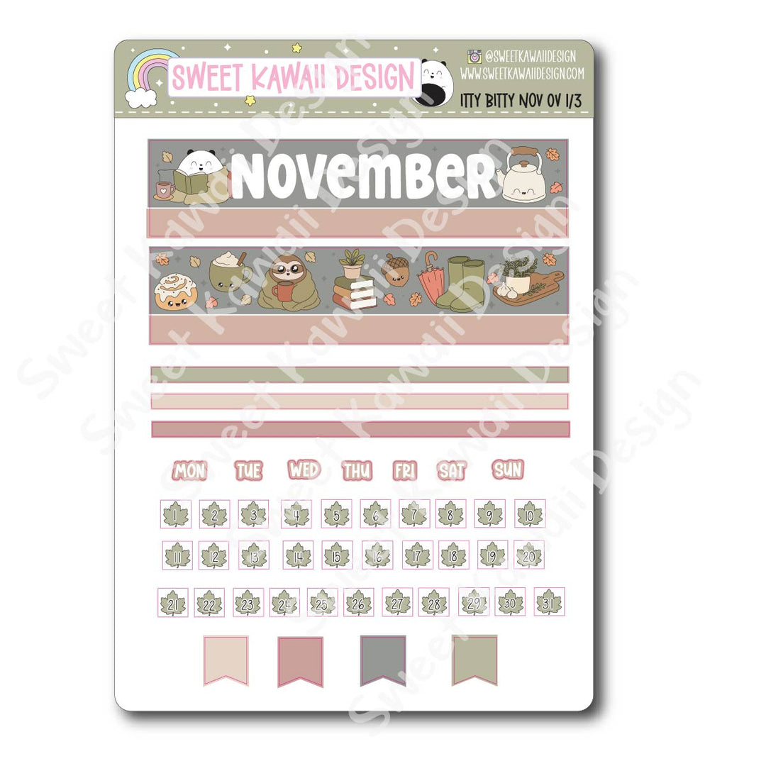 Itty Bitty November 2026 Monthly Overview Stickers