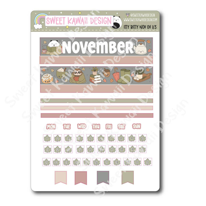 Itty Bitty November 2026 Monthly Overview Stickers