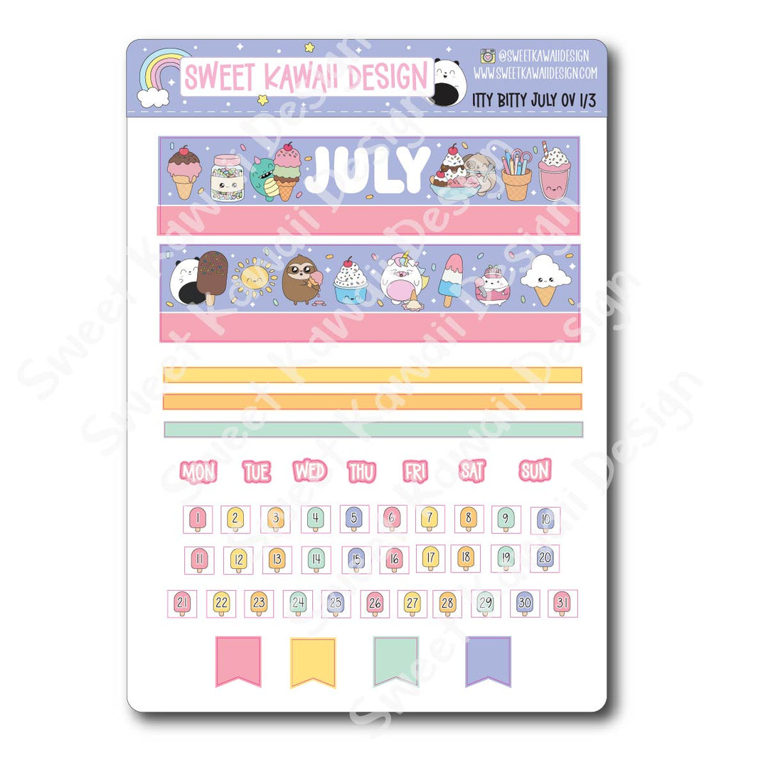 Itty Bitty July 2026 Monthly Overview Stickers