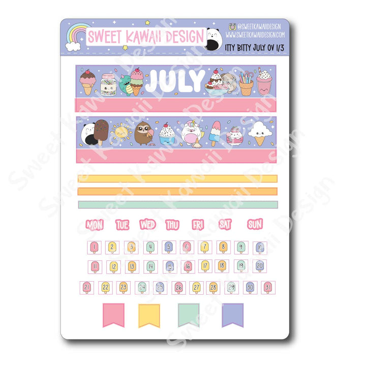 Itty Bitty July 2026 Monthly Overview Stickers