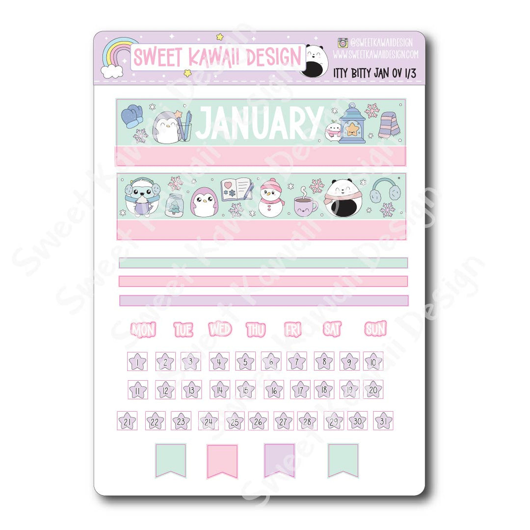 Itty Bitty January 2026 Monthly Overview Stickers