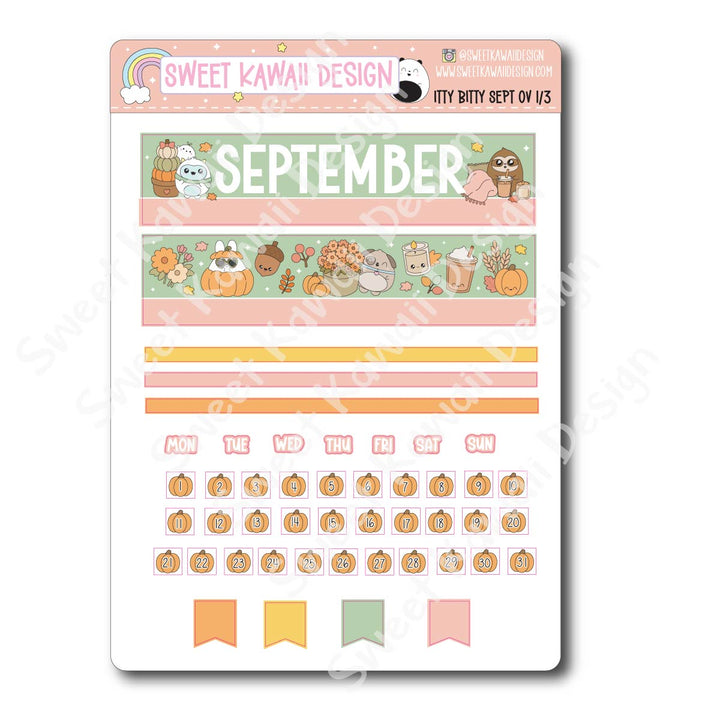 Itty Bitty September 2026 Monthly Overview Stickers