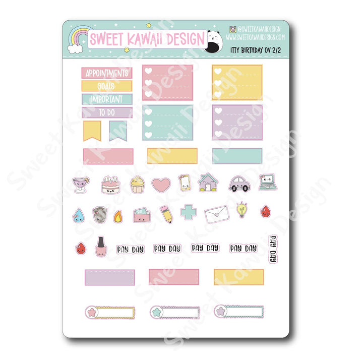 Birthday Monthly Overview Stickers - Itty Bitty