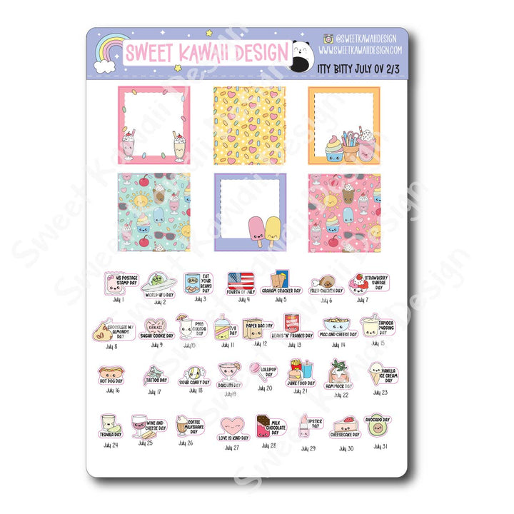 Itty Bitty July 2026 Monthly Overview Stickers