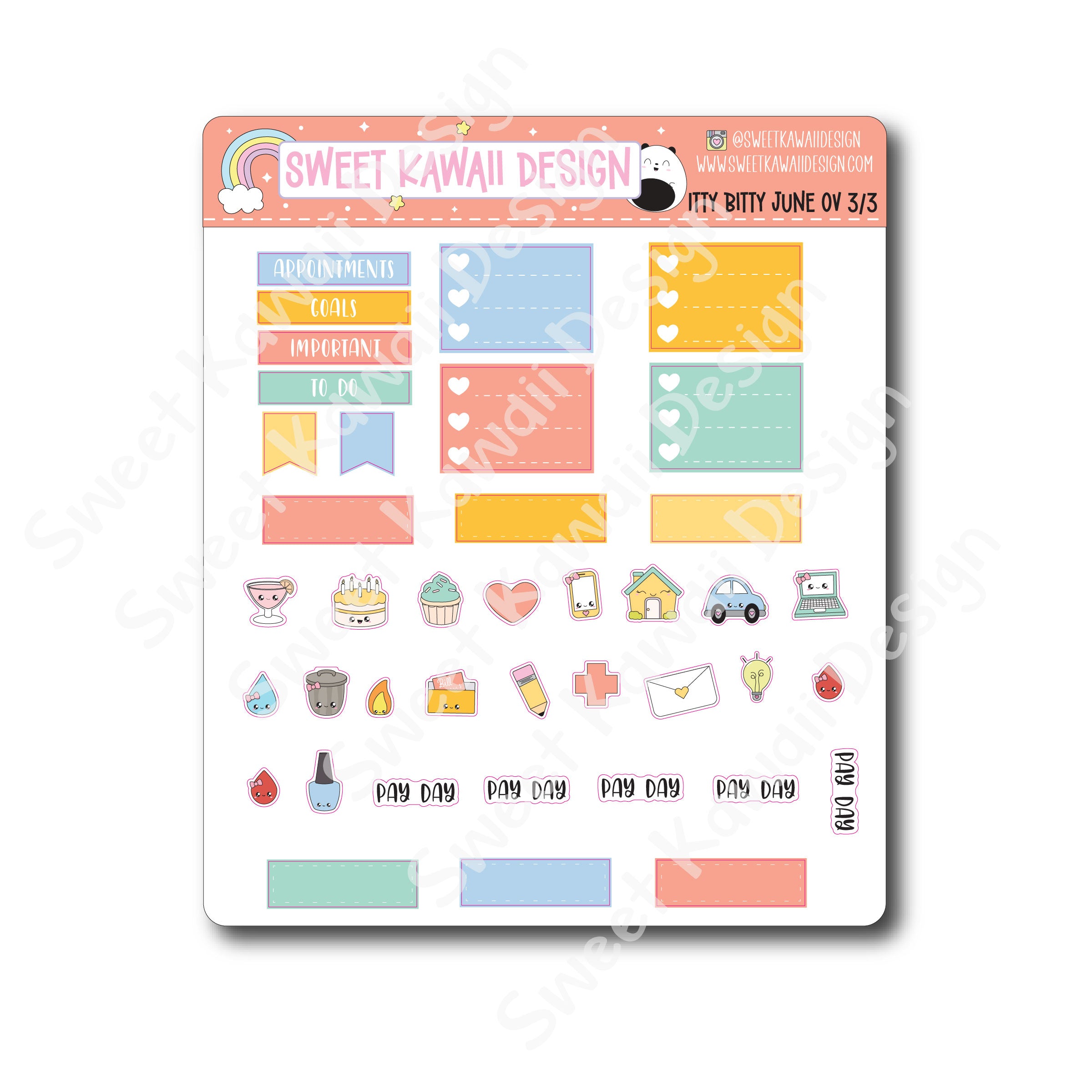 Itty Bitty June 2024 Monthly Overview Stickers