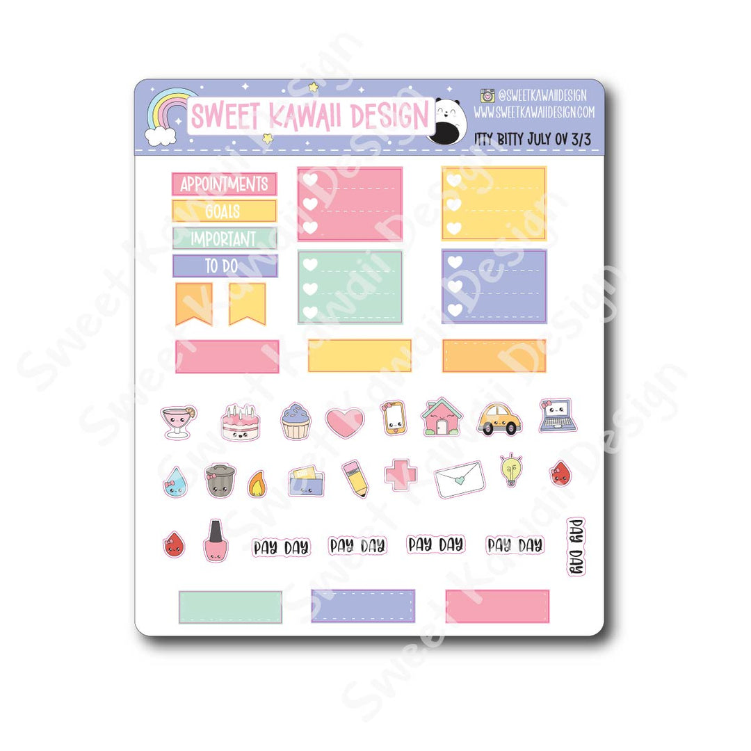 Itty Bitty July 2026 Monthly Overview Stickers