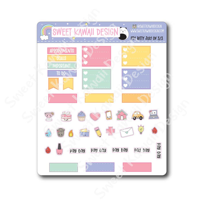 Itty Bitty July 2026 Monthly Overview Stickers