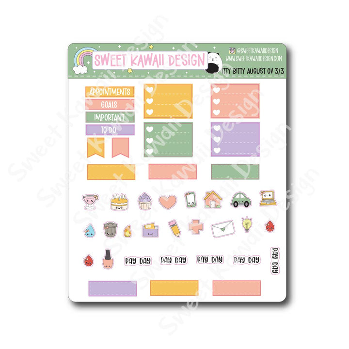 Itty Bitty August 2026 Monthly Overview Stickers