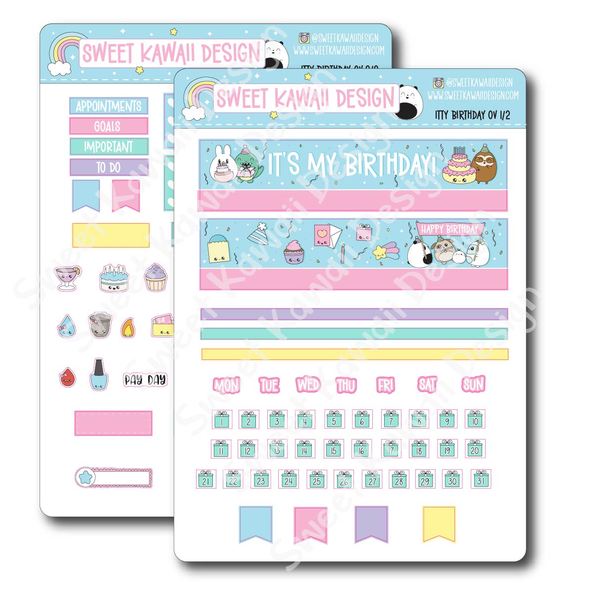 Birthday Monthly Overview Stickers - Itty Bitty