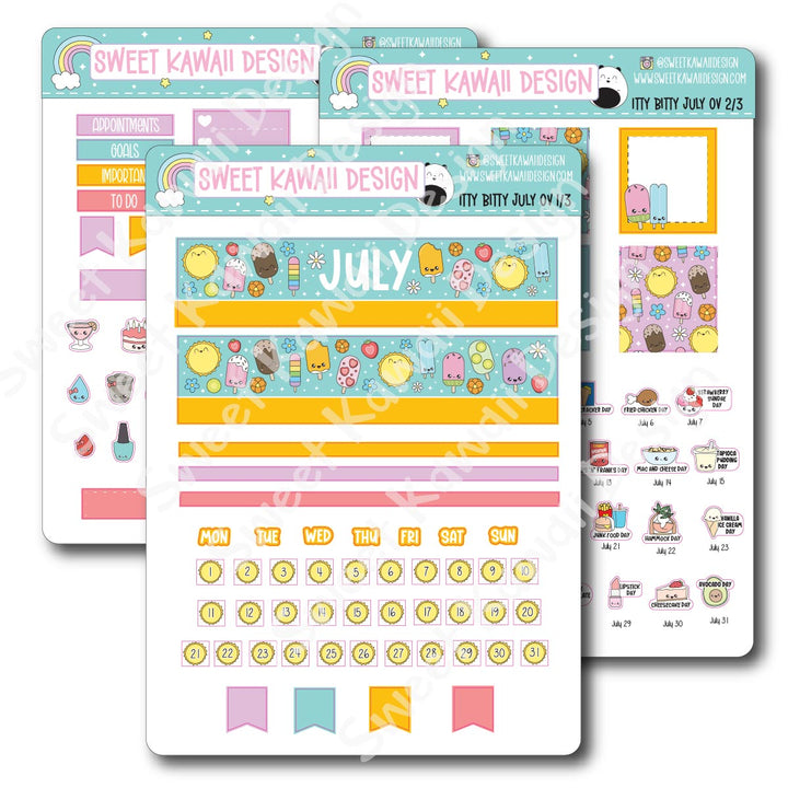 Itty Bitty July 2025 Monthly Overview Stickers