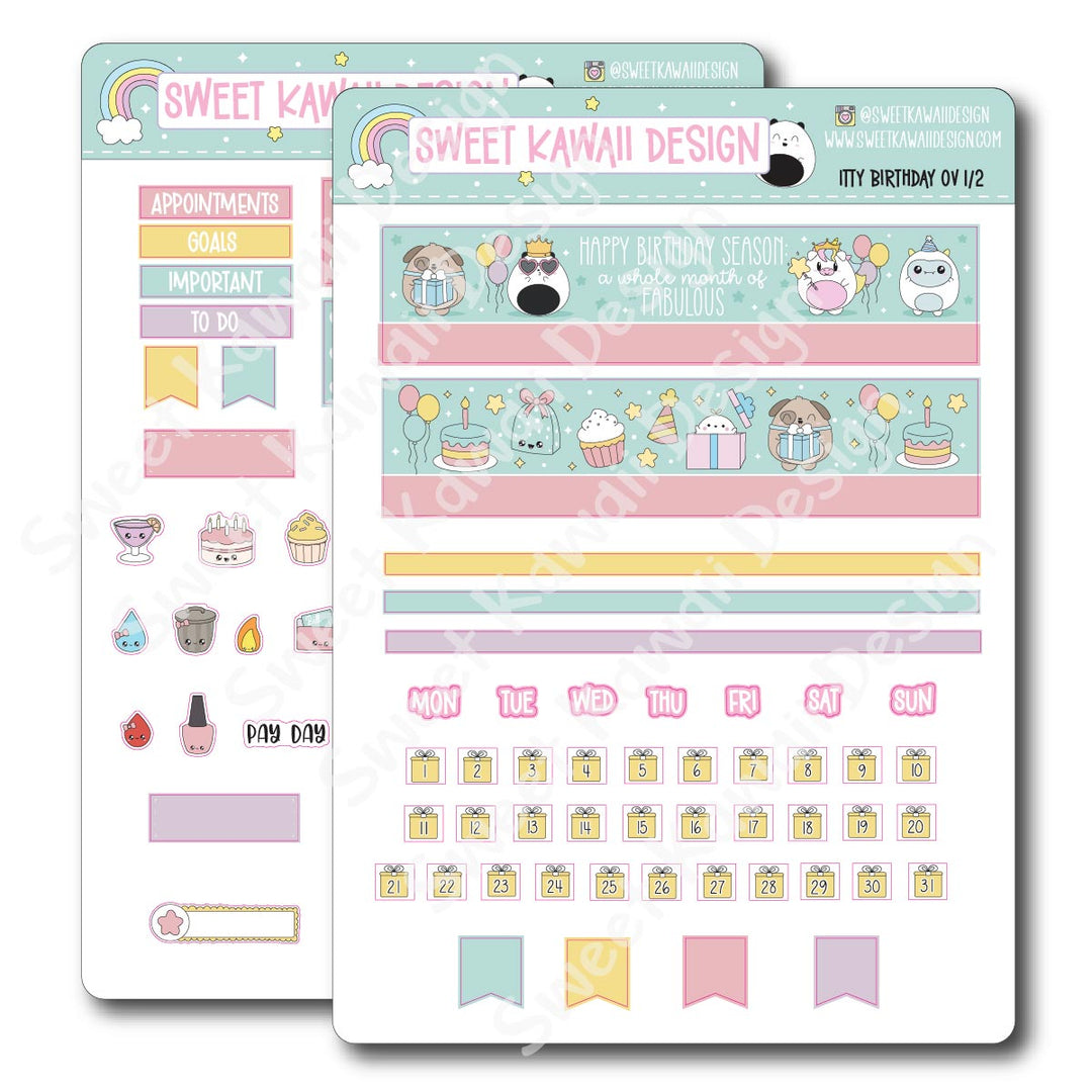 Birthday Monthly Overview Stickers - Itty Bitty