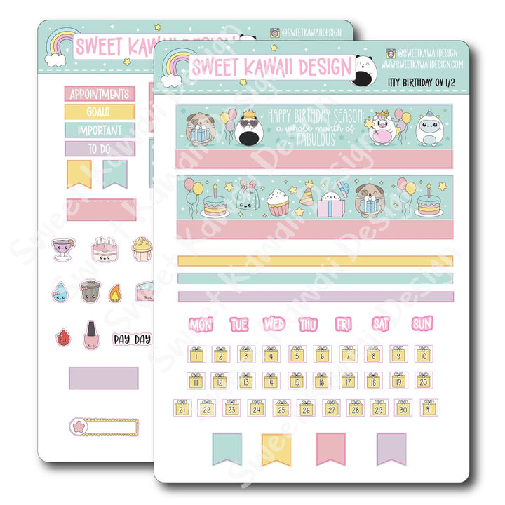 Birthday Monthly Overview Stickers - Itty Bitty