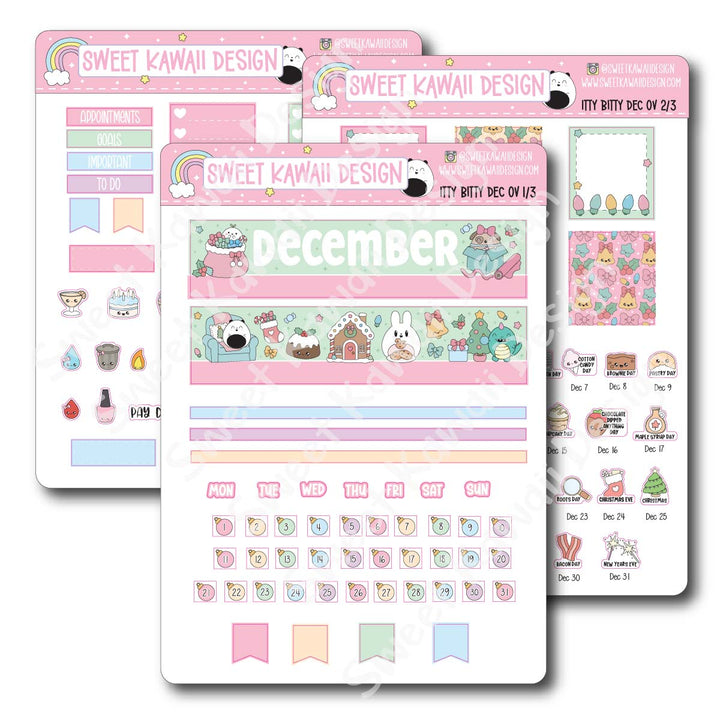 Itty Bitty December 2026 Monthly Overview Stickers
