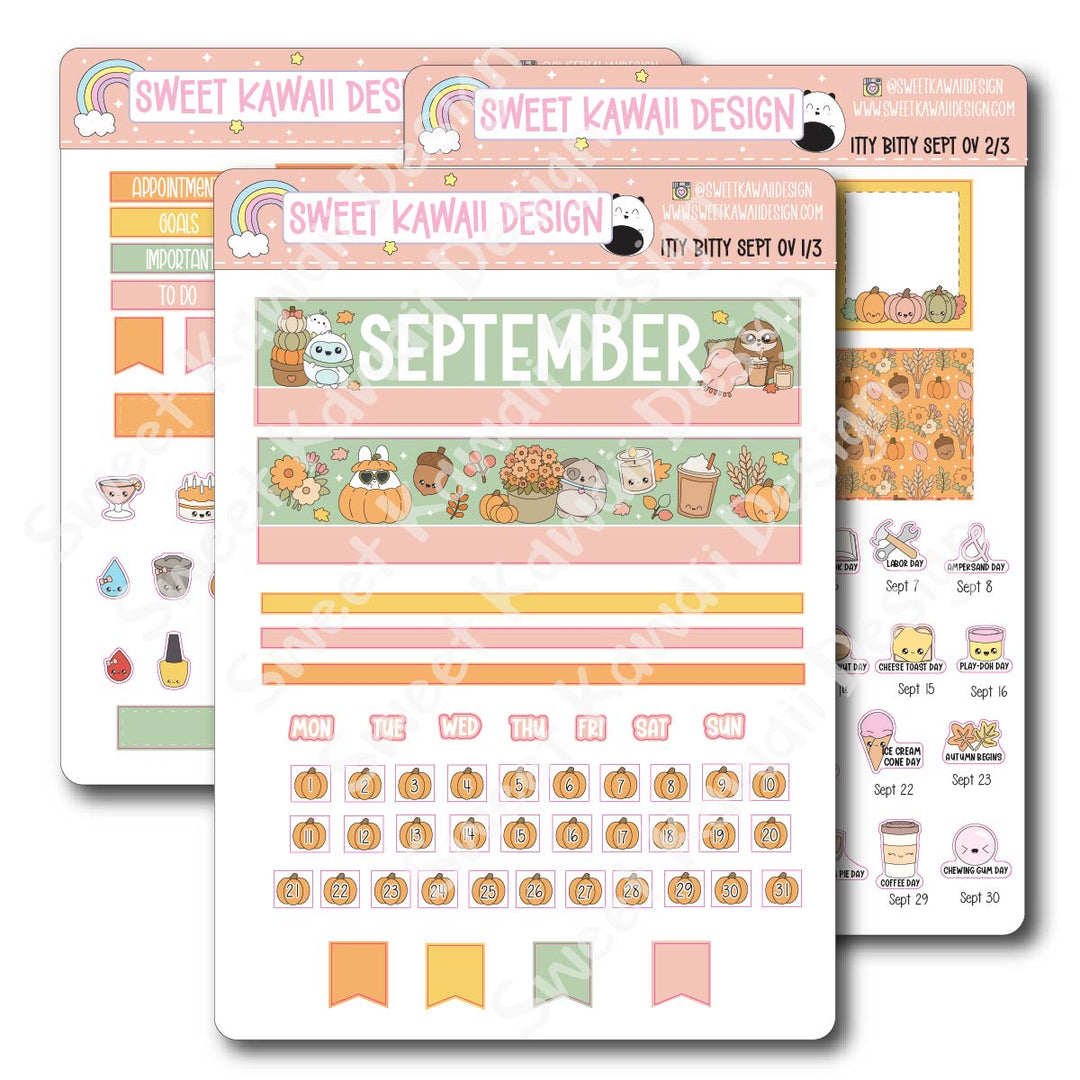 Itty Bitty September 2026 Monthly Overview Stickers