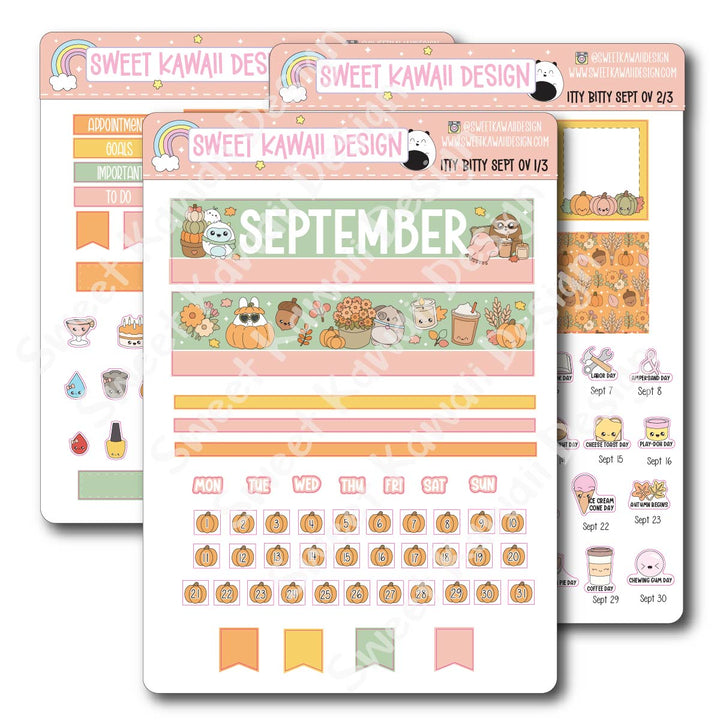 Itty Bitty September 2026 Monthly Overview Stickers