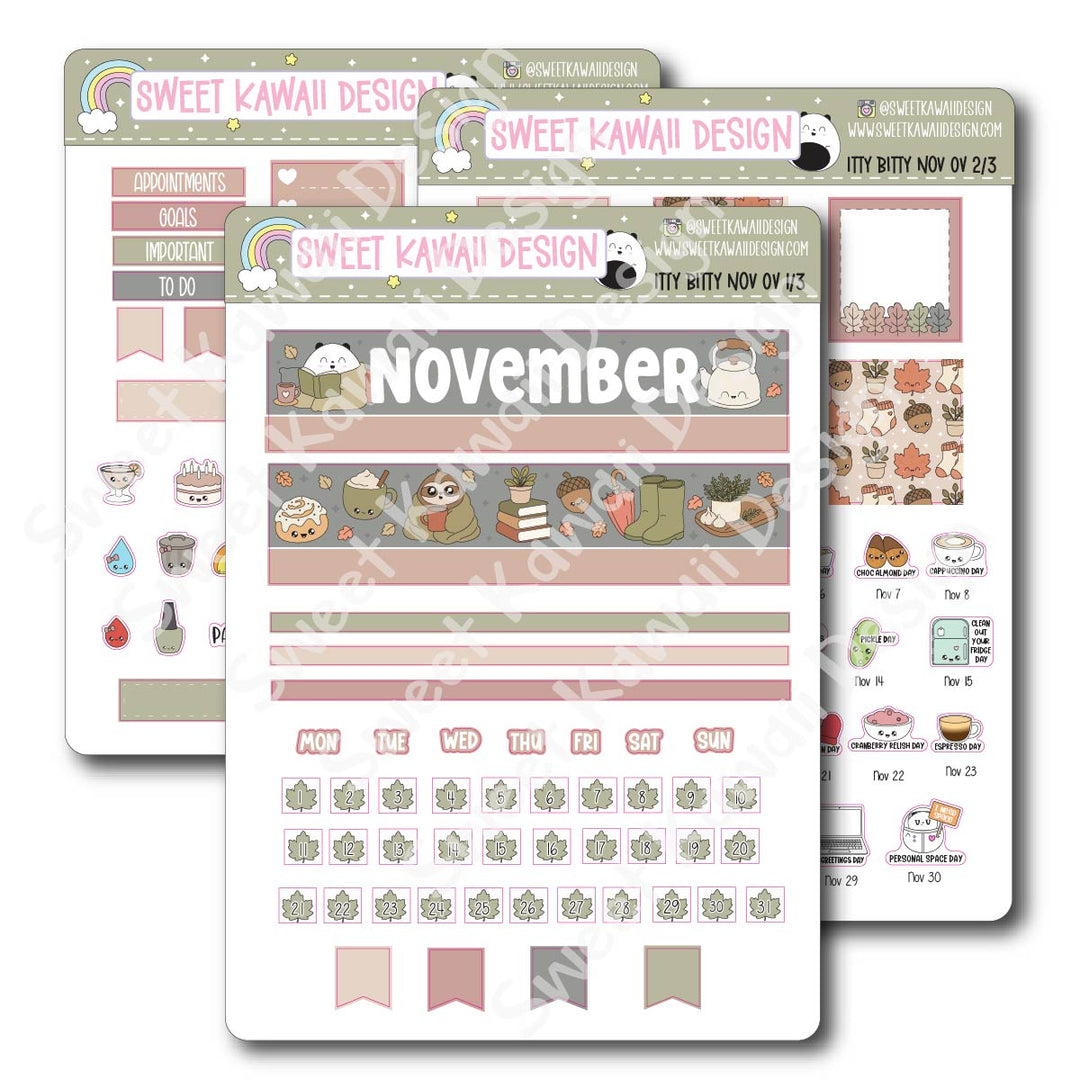 Itty Bitty November 2026 Monthly Overview Stickers