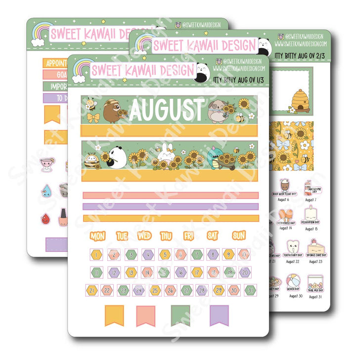 Itty Bitty August 2026 Monthly Overview Stickers